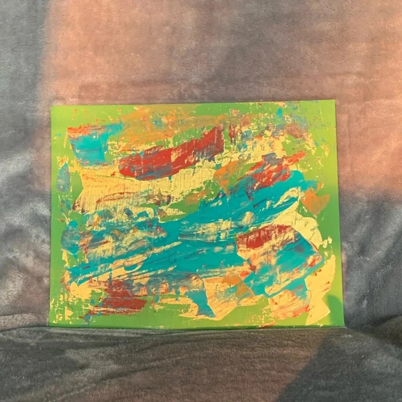 NEW Original Artwork olive, gold, teal 8”x10” - Picture 4 of 10